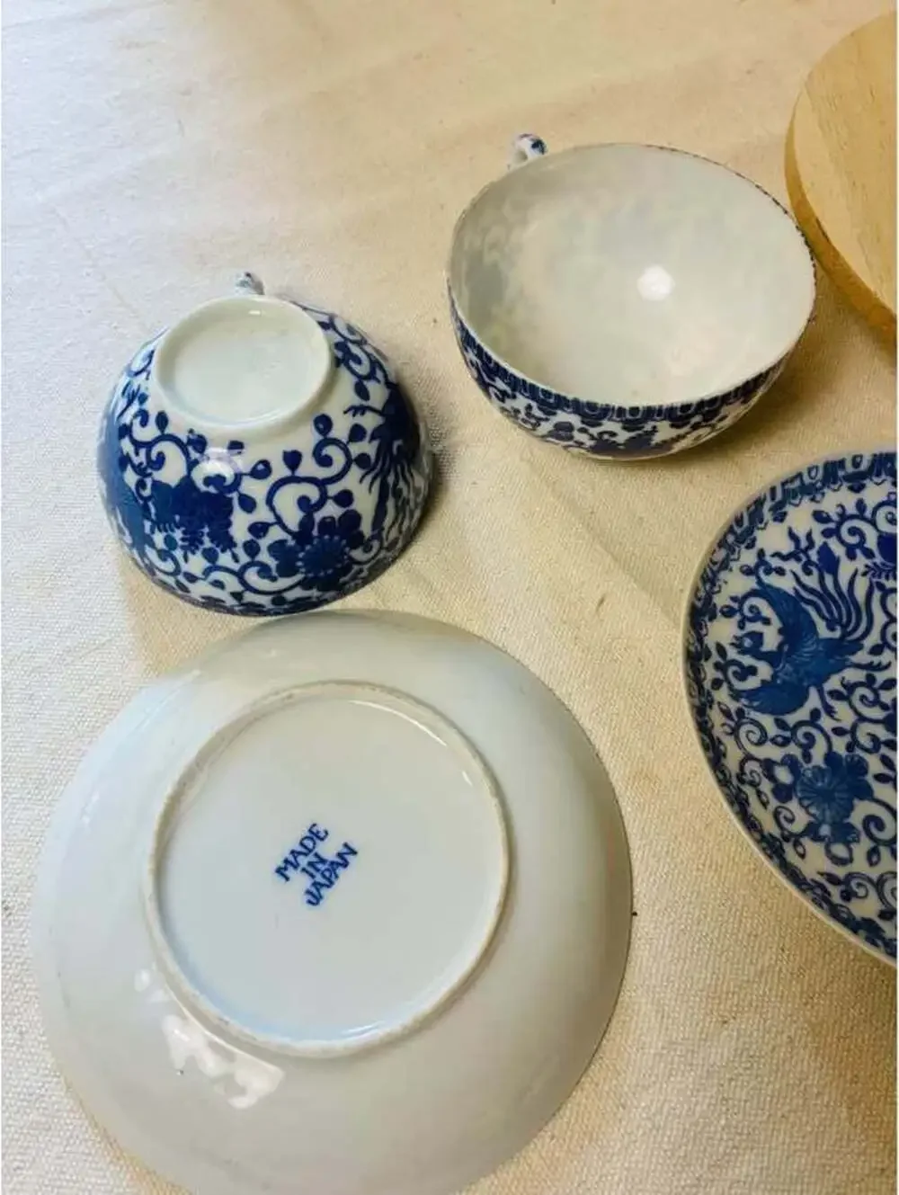 Vintage gorgeous Blue and White Phoenix Tea Set of 6